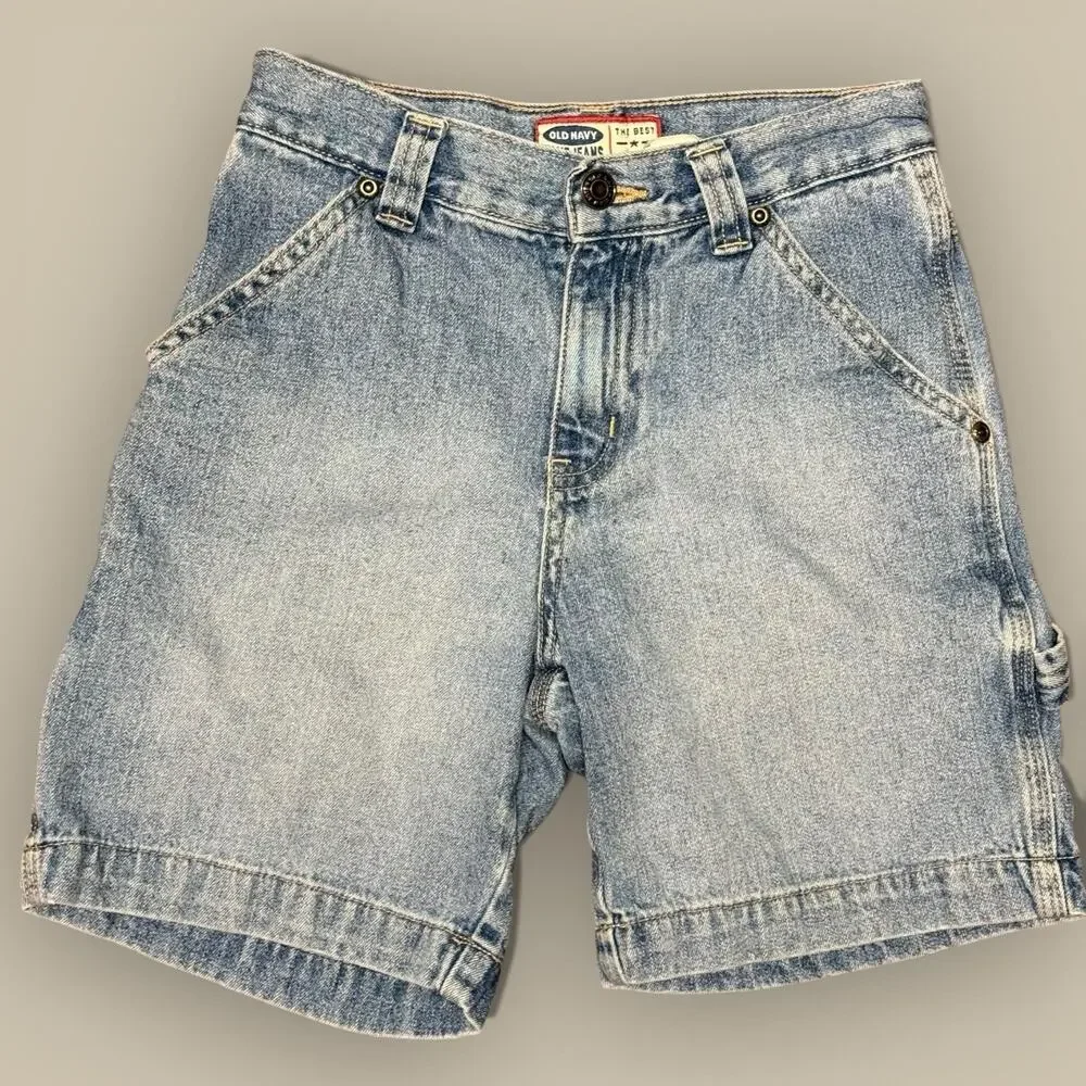 Vtg Old Navy Boys Size 7 Cargo Shorts Baggy Skater Carpenter Y2K 90s Denim Jean